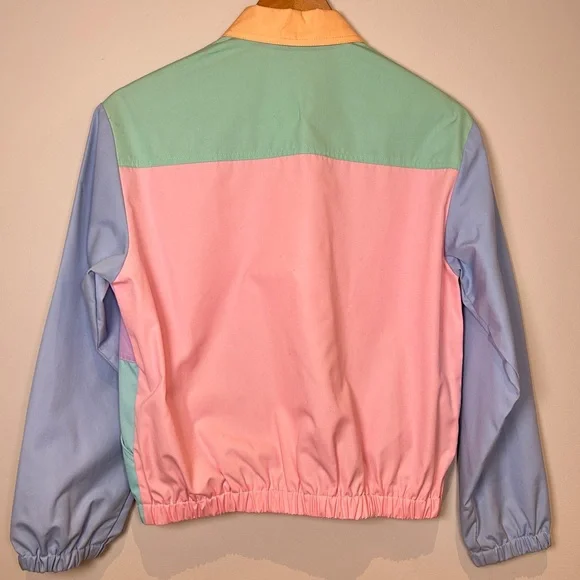 Vintage Leon Levin Pastel Colorblock Windbreaker Jacket 1980s Women’s Spring - Picture 2 of 7